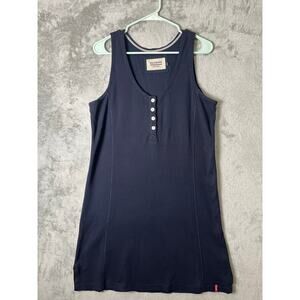 Holebrook Sweden Navy Sleeveless Dress Minimalist Scandinavian‎ Shift LG Cotton